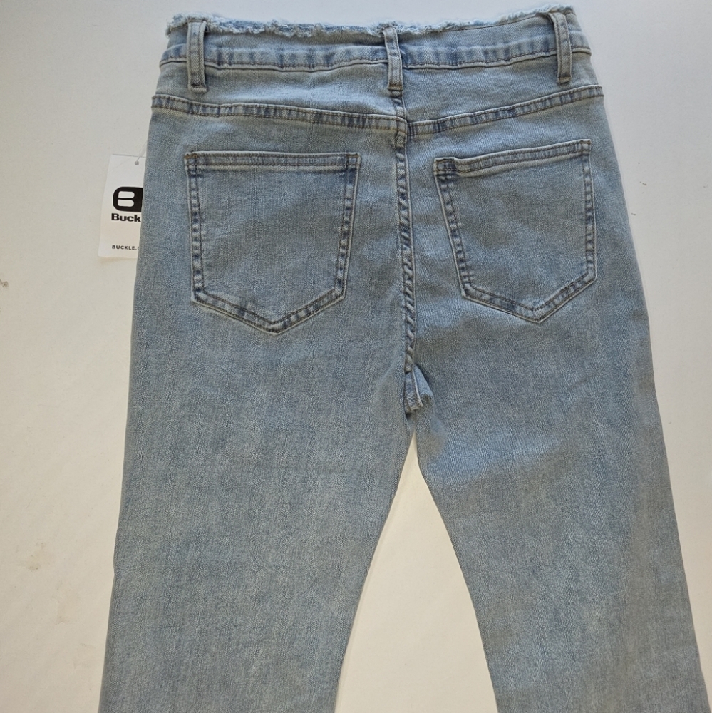 NWT Blue B Collection Rhinestone Fringe Denim Jeans Sz S Cropped High Rise - Picture 6 of 11
